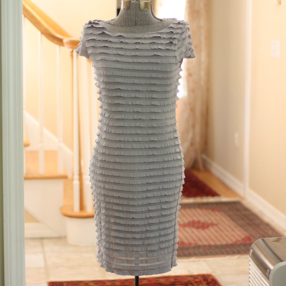 Banana Republic Solid Gray Horizontal Pleats Dress - image 1